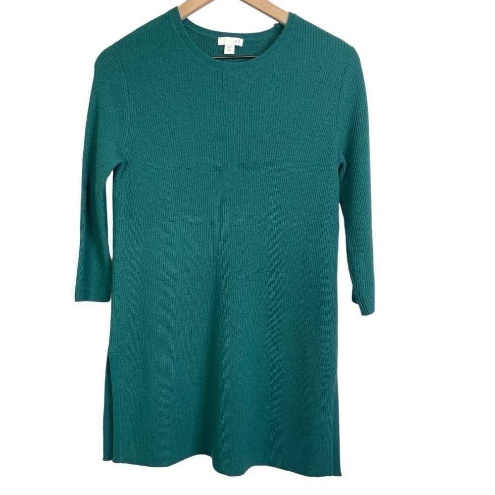 J. Jill Petite Women’s 3/4 Sleeve Teal Wool Blend Sweater